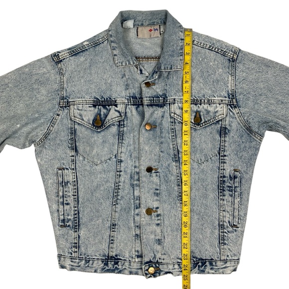 Vintage 90s French Navy Distressed Acid Wash Denim Jean Trucker Jacket - Picture 14 of 16